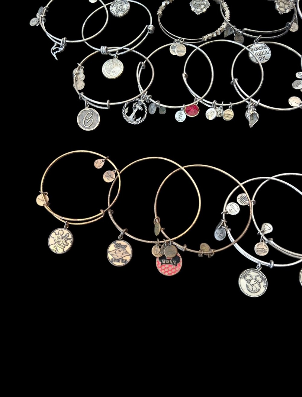 50 Alex and Ani Bracelet Lot Disney Charm Bangles Mixed Styles AS-IS Reseller - Picture 2 of 16